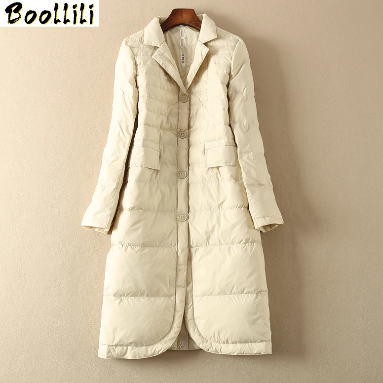 

Boollili 2020 Women's White Goose Down Jacket Long Puffer Down Coat Winter Auutmn Korean Womens Down Jackets Coats