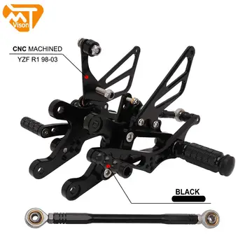 

Motorcycle Aluminum CNC Adjustable Footpegs Foot Pegs Pedals Rest Rearset For Yamaha YZF R1 yzfr1 1998-2003 1999 2000 2001 2002