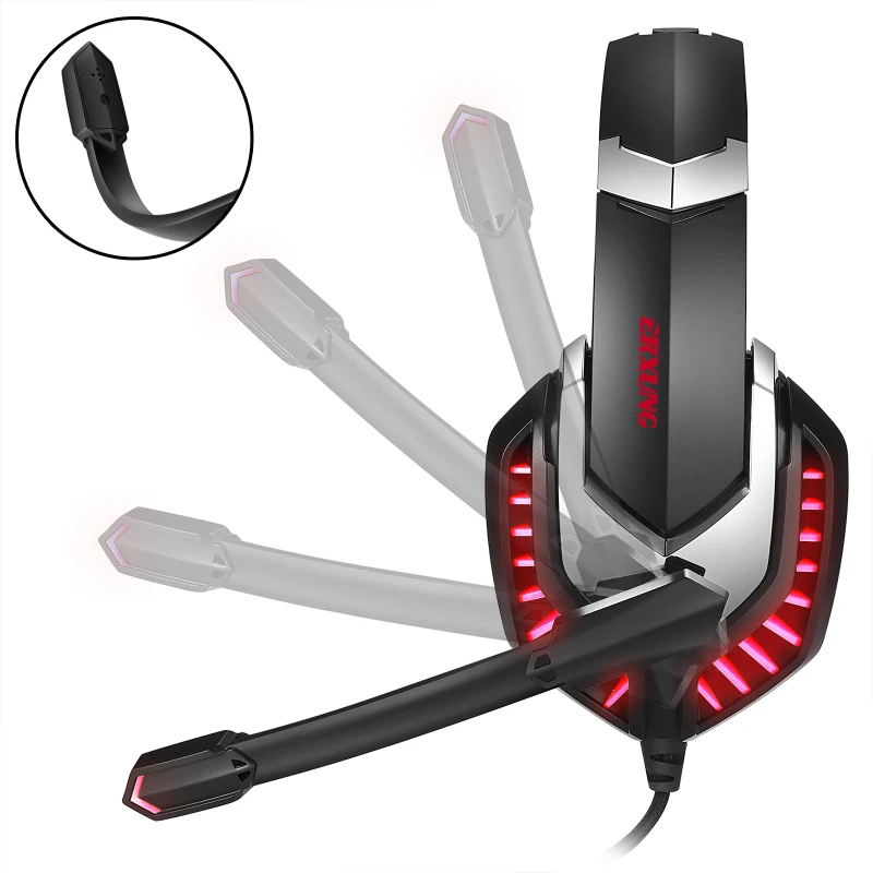 J30 Noise Cancelling Earphone With Hd Mic Foldable 2M Wired Stereo Bass Gaming Headset USB Colorful Glow LED Light Headphones