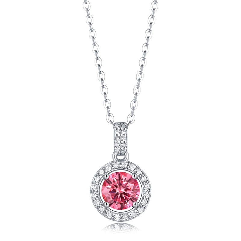 1Ct 3Ct S925 из органической кожи модные детские носки-розовый Муассанит ожерелье для