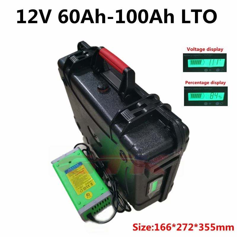 Водонепроницаемый LTO 12V 60Ah 70Ah 80Ah 100Ah литиевая батарея 12V с BMS для троллингового мотора RV Инвертор+ 10A Зарядное устройство