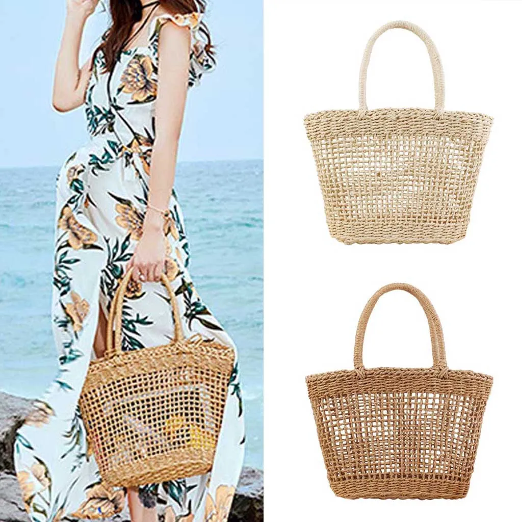 Женская сумка из ротанга Boho большая плетеная Сумка через плечо в стиле ретро