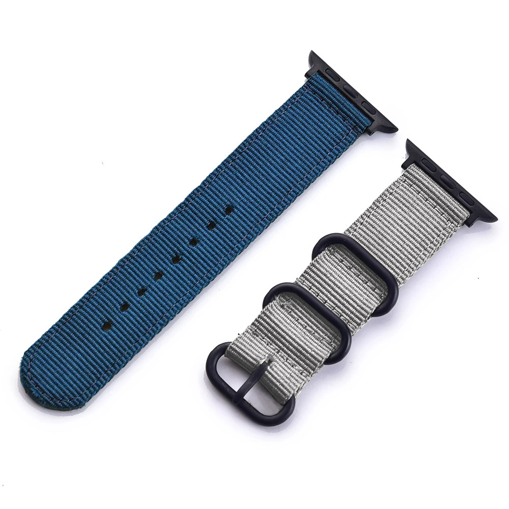 Лидер продаж от XIYUZHIYI, нейлоновый ремешок для наручных часов Apple Watch, версии 3, 2, 1, спортивный кожаный браслет, 42 мм, 38 мм, ремешок для iWatch - Цвет ремешка: Grey with blue