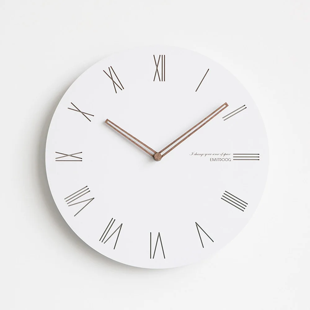 

Creative Minimalist Wall Clocks White Wood Modern Nordic Wall Clock Kitchen Minimalist Large Wall Clock Mute Home Watches WKP571