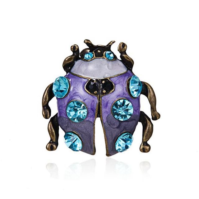 Insect Lizard Ladybug Spider Gecko Brooches Rhinestone Animal Enamel Brooch Pins Women Girls Birthday Festival Jewelry Gift