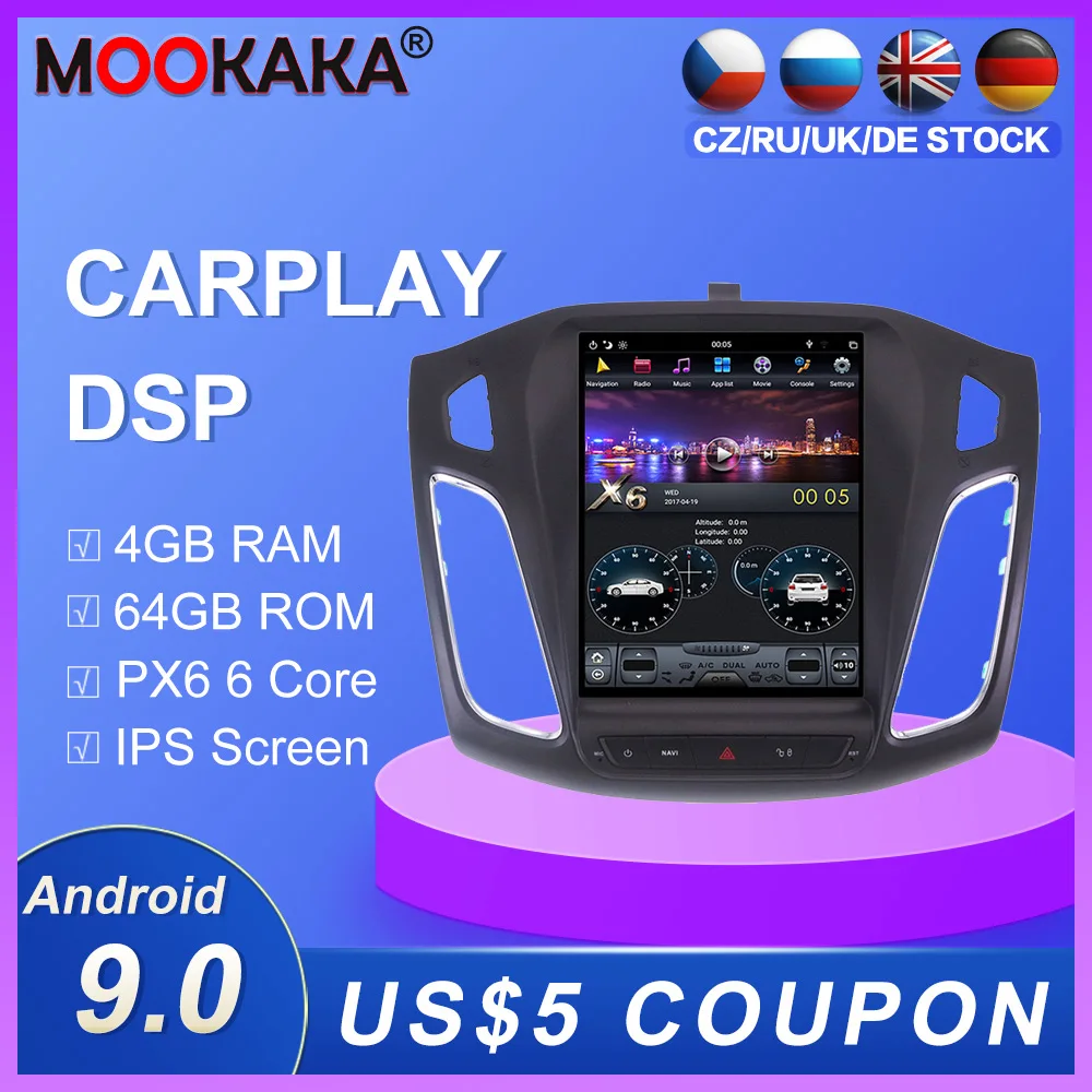 Carplay DSP Android 9 0 PX6 вертикальный Тесла радио Автомобильный мультимедийный плеер