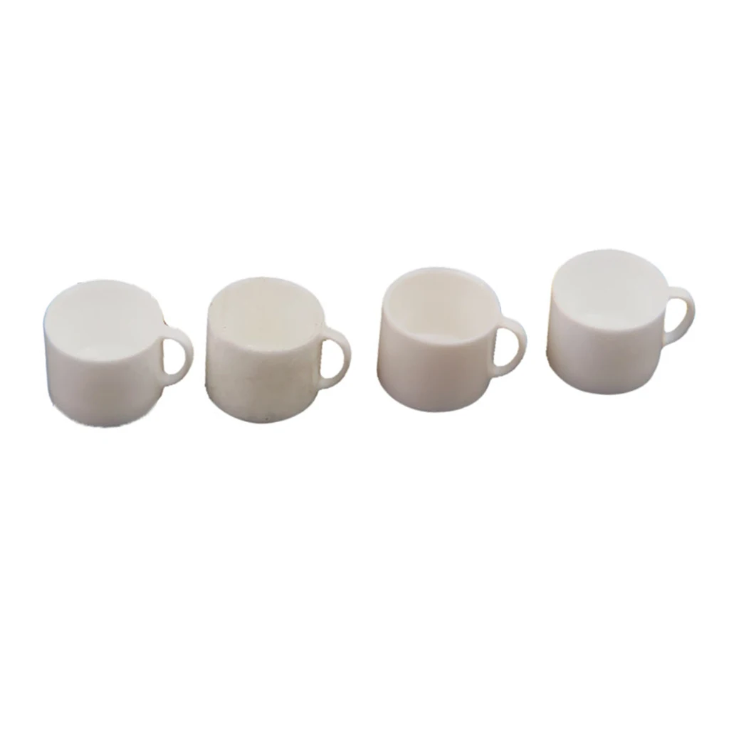 4pcs White Coffee Cup Tea Cups - 1/12 Scale Dollhouse Miniature Kitchen Accessories