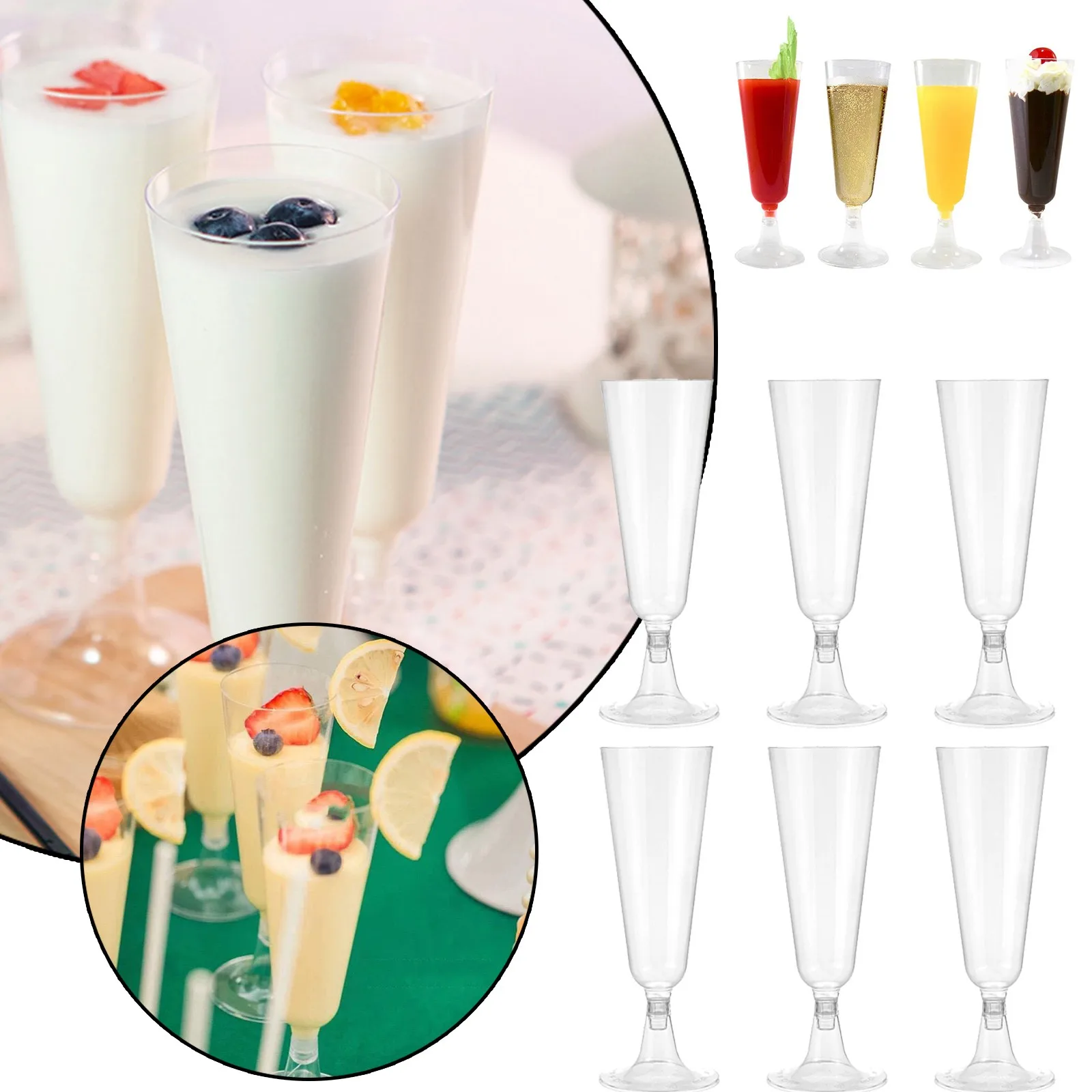 Disposable Champagne Glasses Plastic Gold Champagne Flute