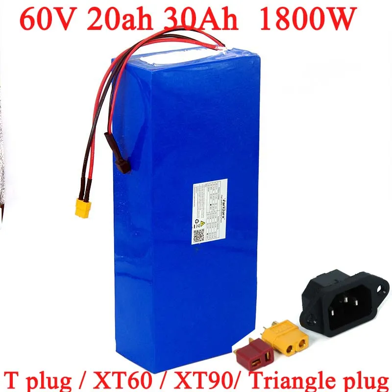E-bike battery 60V 20ah 30ah 18650 li-ion battery pack 1800W BMS High power protection 30A Output 20000mAh bike conversion kit