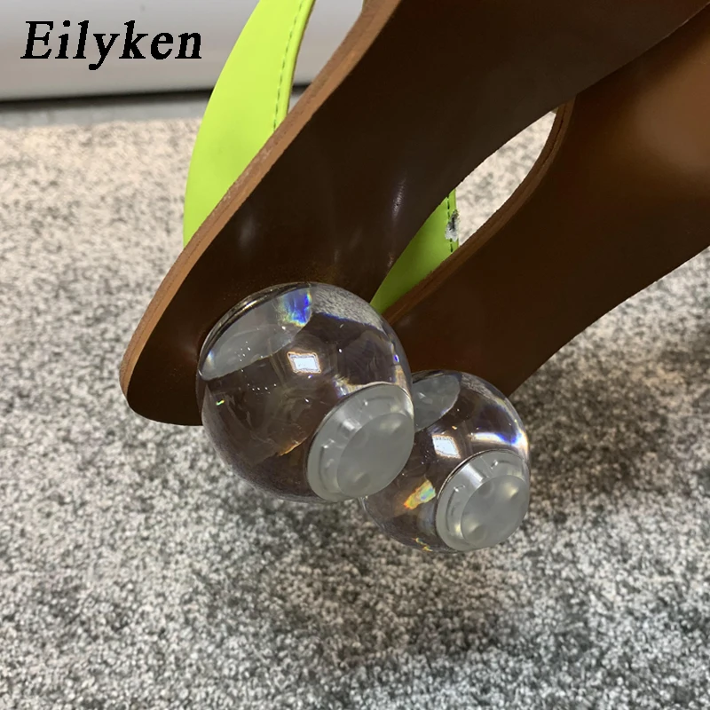 Eilyken/Коллекция 2021 года Летние вьетнамки Прозрачные шлепанцы на среднем каблуке