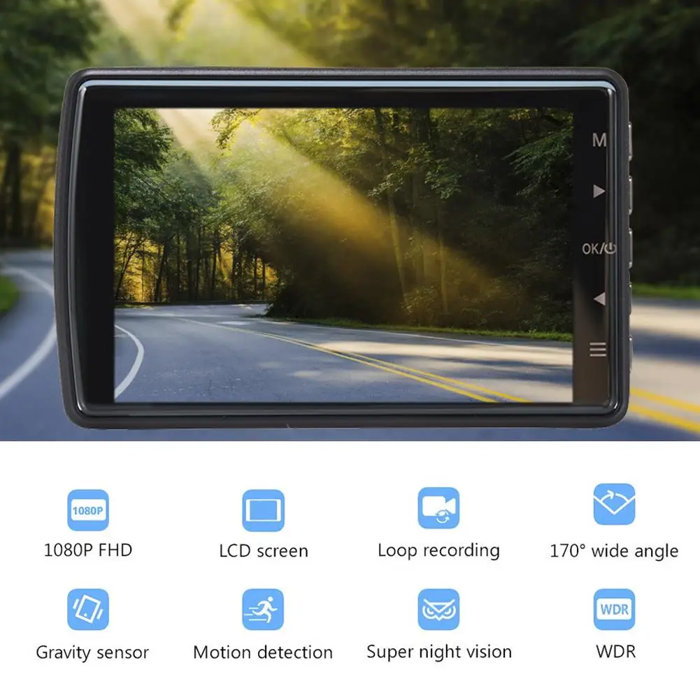 Высокой четкости вождения рекордер Dash HD1080P многоязычный вождения DVR с 3,5 дюймов регистратор с дисплеем автомобиля dvr камера