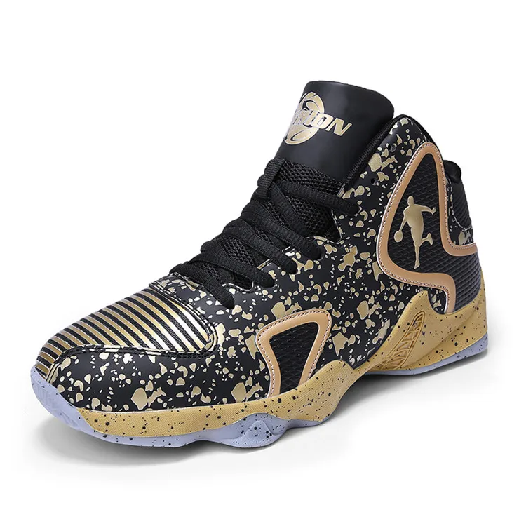 Black and gold Мужские ботинки с высоким берцем Jordan Баскетбольная обувь Для Мужчин's амортизацию свет баскетбольные кроссовки мужские Противоскользящие спортивные Иордания обувь корзина Homme - Цвет: Black and gold