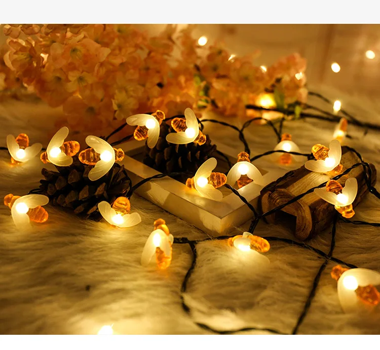 12M LED Bees Solar Lights For Garden Decoration Outdoor WaterProof Fairy Light String Christmas Party Wedding Courtyard