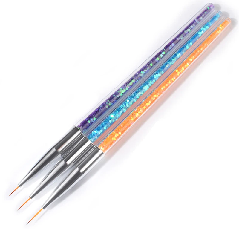 3 Pcs Nail Art Line Painting Pen Exquisite Vogue Sequin Stick Stripe Lines Pencil Detail Image Builder Drawing Brushes Tools