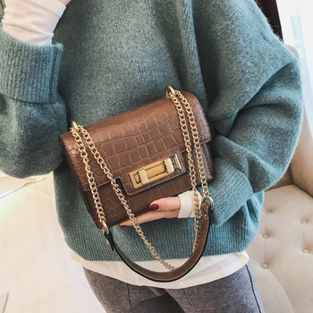 

Women's Designer Luxury Handbag Fashion High Quality PU Leather Women Handbags Crocodile Pattern Shoulder Messenger Bag