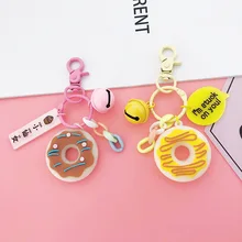2019 Mini Cute Doughnut Key chain bag Charm Donut Key Chains Cute Key Rings Women Keyring Or Girls Gift Keychain Car Pendant new novelty mini bag charm flamingo faux fur key bag charm gift for children girls cute emoji pendant nl11