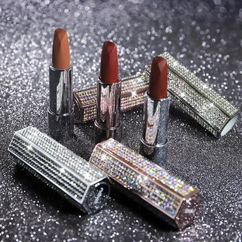 

New NOVO Starry Diamond Shinny Lipstick Matte Waterproof Long lasting Mouisture Velvet Lip Makeup Nude Silky Touch Cosmetics