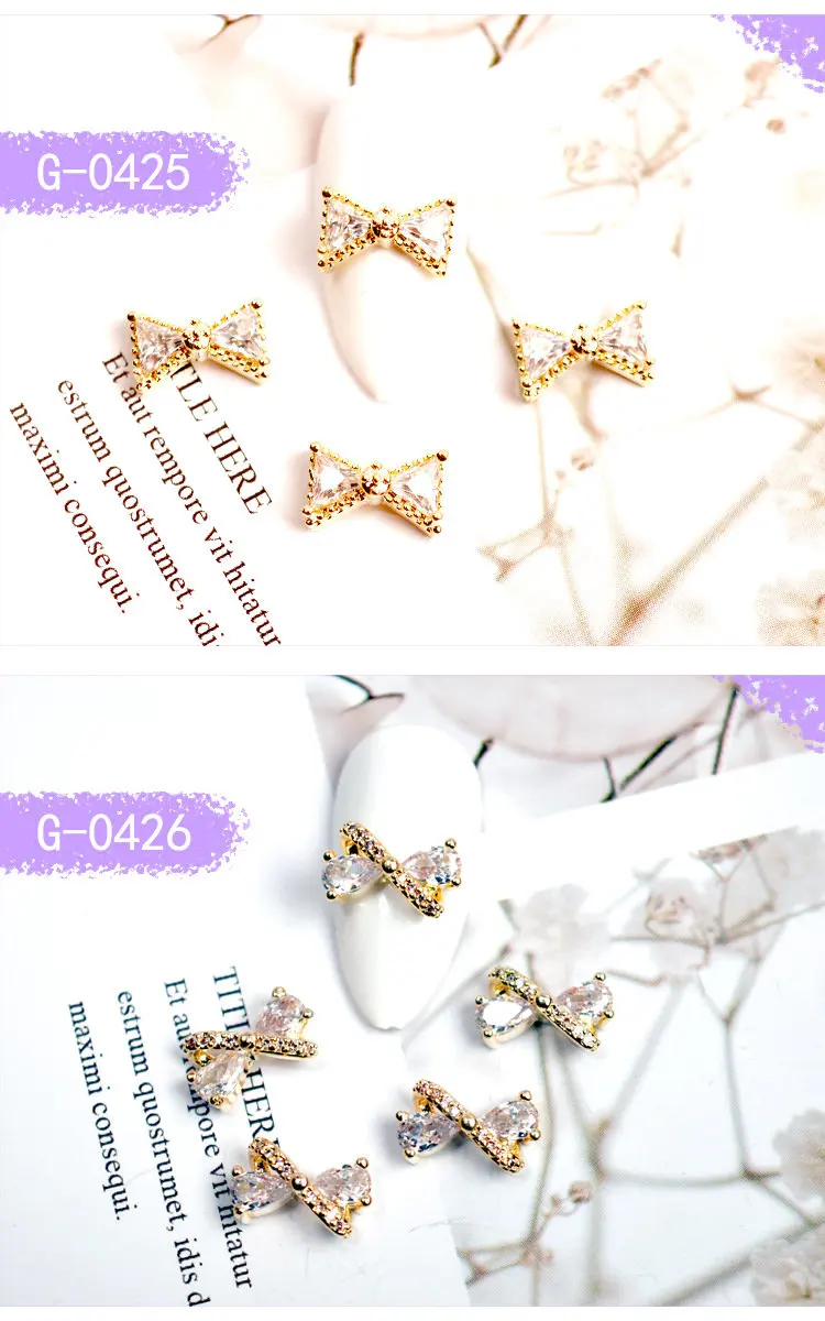 10 stücke Luxus Bogen Schmetterling Flügel Zirkon Kristalle Strass Nagel Schmuck Nail Art Dekorationen Nägel Zubehör Charms Lieferungen – Detail 9