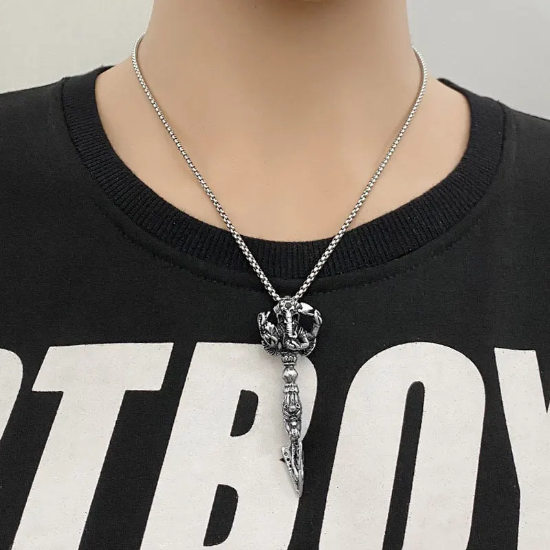 Stainless Steel Vajra Pendant Vintage Buddhist Jewelry Necklace Knife Beads Pendant Paracord Outdoor EDC Self defense Gear Tools