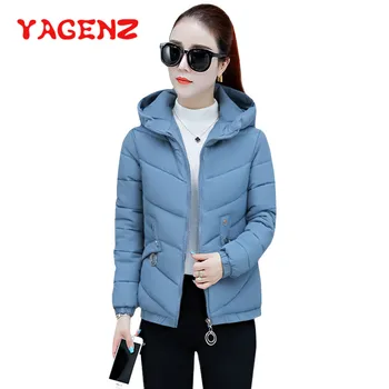 

YAGENZ Short Parkas Basic Jackets Women Thicken Down Cotton Jacket Winter Coat Hooded Coats Cotton Jacket Women Outwear Coat 483