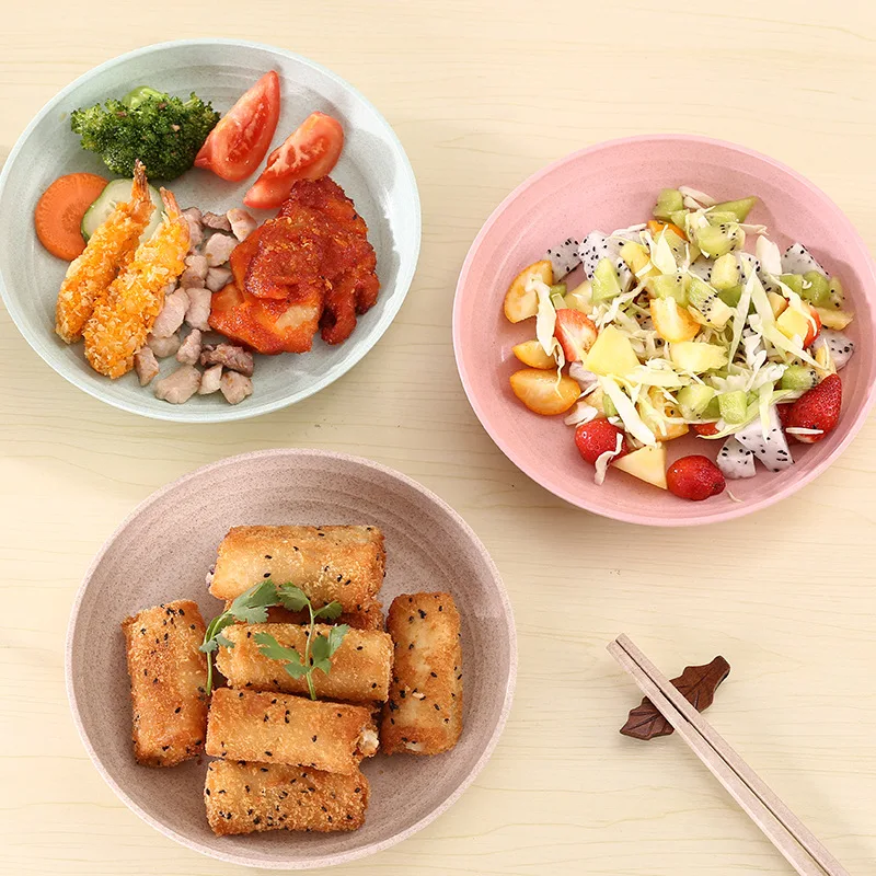 

Degrees Celsius Wheat Straw Tableware Dinner Plate Plastic Circular Dumplings Dish Kitchen Tools Fruit Snacks Dish Tableware