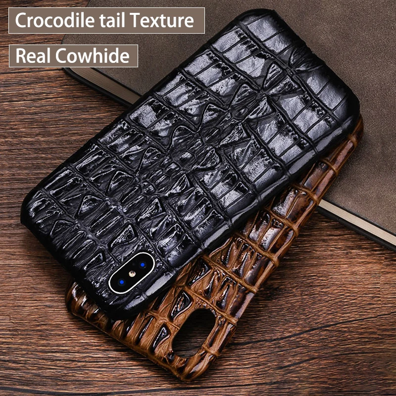 Luxury Cowhide Phone Case For iPhone Xr 6 6s 7 8 Plus X Xs Max Crocodile tail fin texture 6p 6sp 7p 8p | Мобильные телефоны и