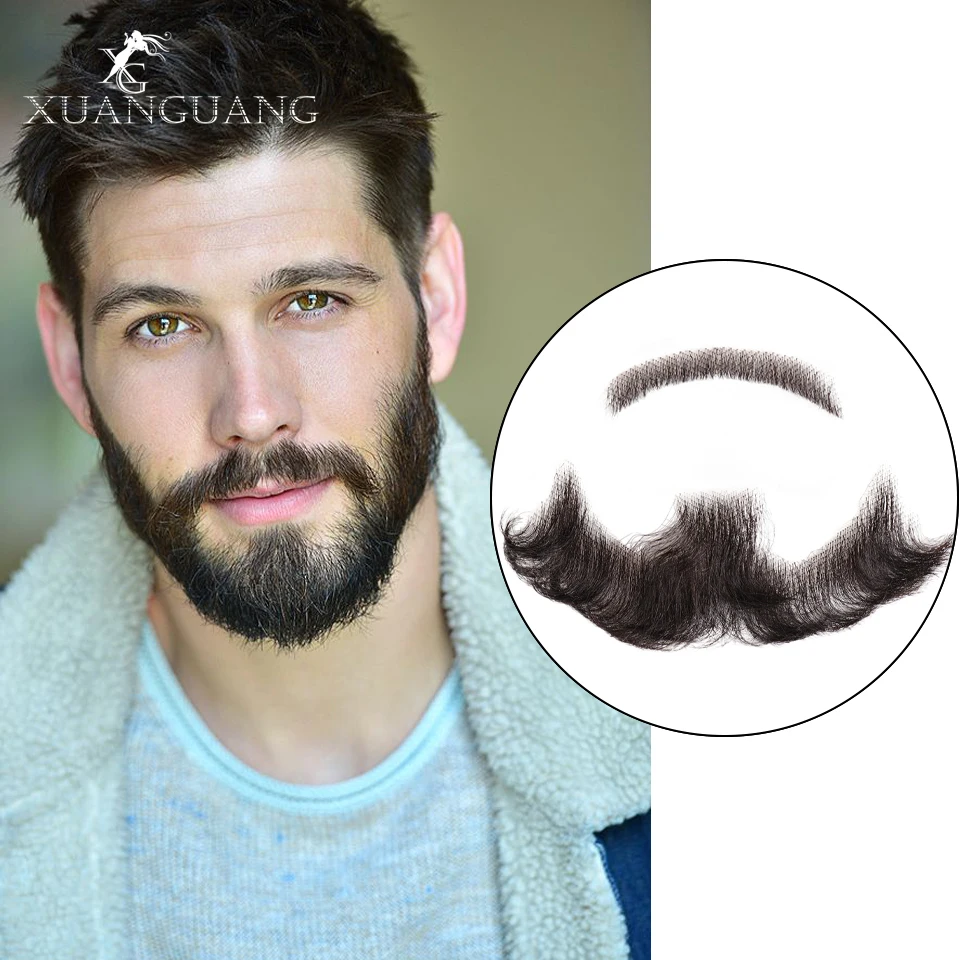 Pizzo barba finta breve invisibile capelli veri da uomo indispensabile baffi  finti baffi capelli facciali maschili XG - AliExpress