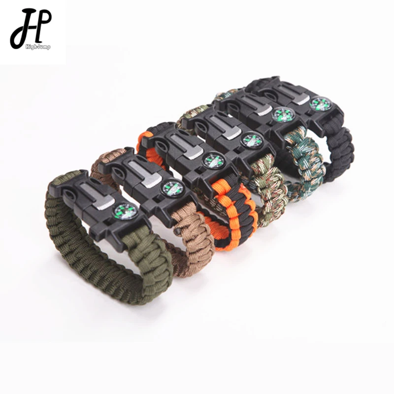 High-Jump Functional Emergency Paracord Bracelet Outdoor Survival Parachute Tools Scraper Whistle Buckle Paracord Wristband 23cm 1