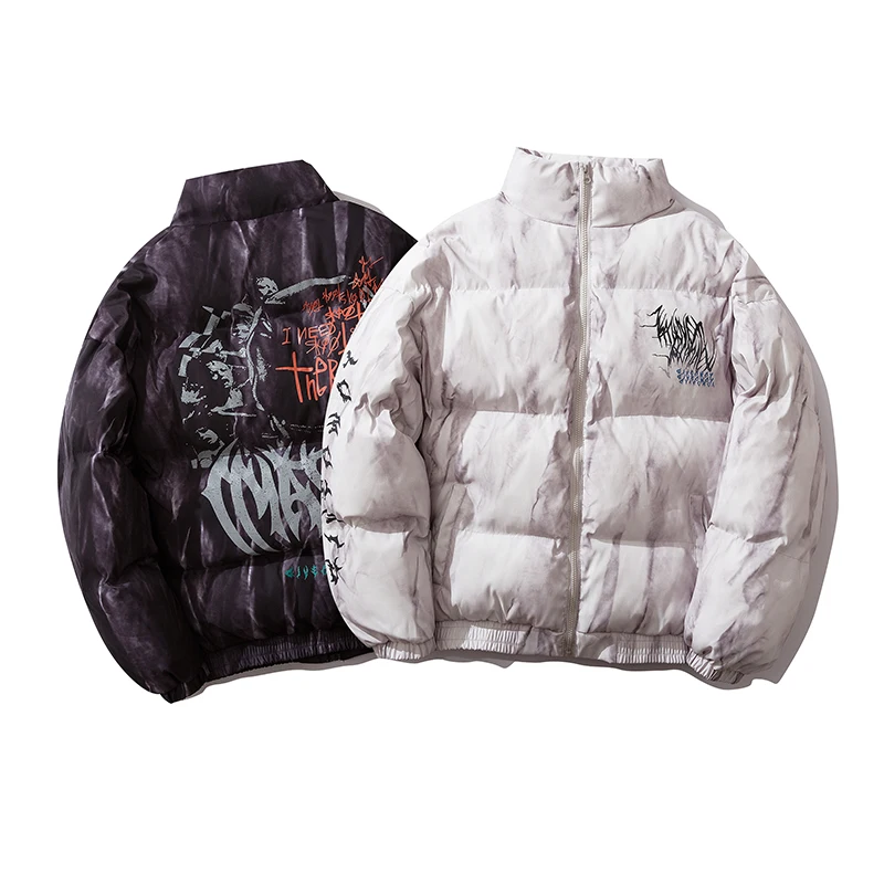 Зимняя мужская стеганая куртка с принтом граффити пальто 2019 мужские парки