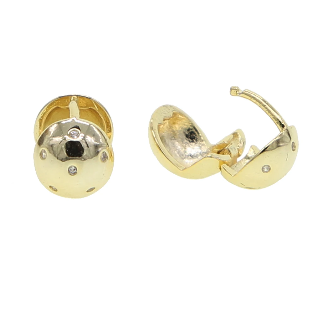 Cz inset круглый шарик кольцо серьги золотые простые геометрические модные ювелирные изделия серьги для женщин леди - Окраска металла: Золотой цвет