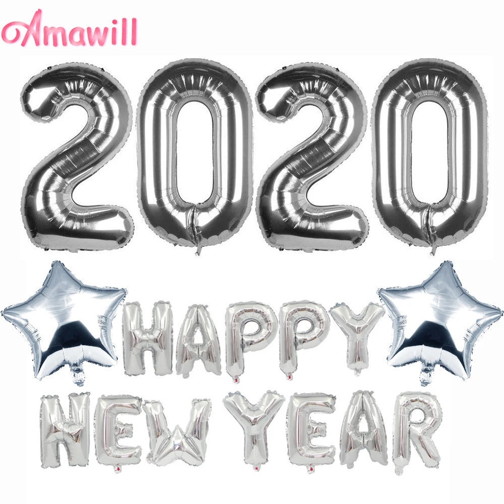 Amawill с Новым годом, золотые, 32 дюйма фольгированные шары, вечерние, рождественские украшения для дома 7D