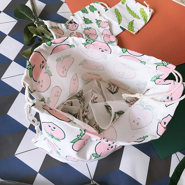 Корейский ulzzang Харадзюку Мультфильм Drawstring Женская Новая мода Портативный Путешествия Повседневная Женская Drawstring Карманный