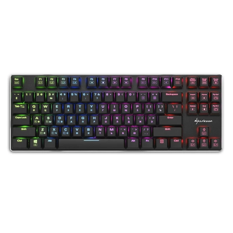 Клавиатура Sharkoon PureWriter TKL RGB Red механическая, Kailh Red, проводная, подсветка RGB, USB, цвет: черный