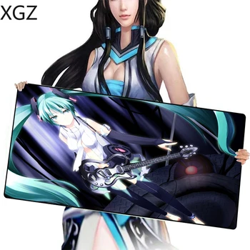 

XGZ Customized Large Game Hatsune Future Mouse Pad Black Seam Computer Personality Table Mat Natural Rubber Slip 90x40 / 60x30