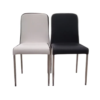 

Modern minimalist stainless steel dining chair home black white leather stool hotel cafe restaurant back chai
