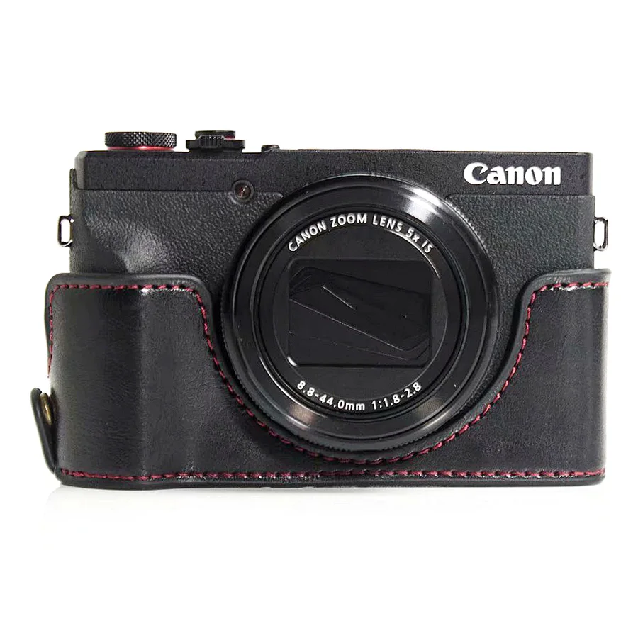 Сумка для камеры PU чехол для Canon PowerShot G5X Mark II G5XII камера(несовместима с G5X - Цвет: Black no Strap