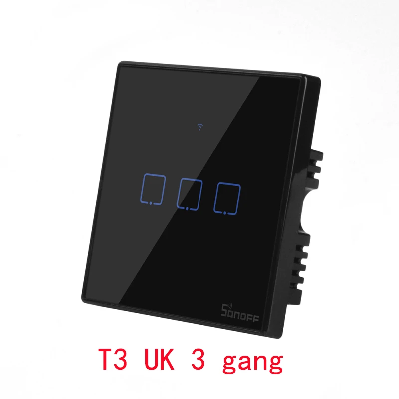 Интеллектуальный выключатель света Sonoff TX T3 T2 T1 EU/UK/US Smart WiFi RF 433/APP/Touch Управление настенный светильник Переключатель 1/2/3 настенный сенсорный переключатель умный дом пульт дистанционного управления - Комплект: UK plug 3gang