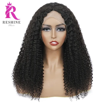 

RESHINE 13x6x1 Kinky Curly Human Hair Wigs 180% Density T Part Lace Wig Preplucked Mongolian Curly Wig Lace Front Human Hair Wig