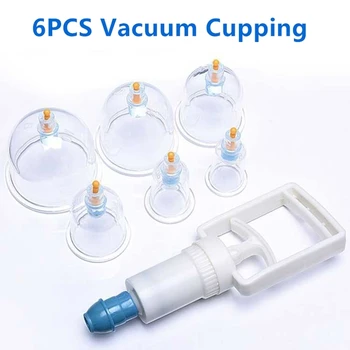 

Cheap 6 cans Vacuum Cupping Cups Suction Therapy Device Body Massager Cupping Cupuncture Massage Suction Cup With Tube Gift