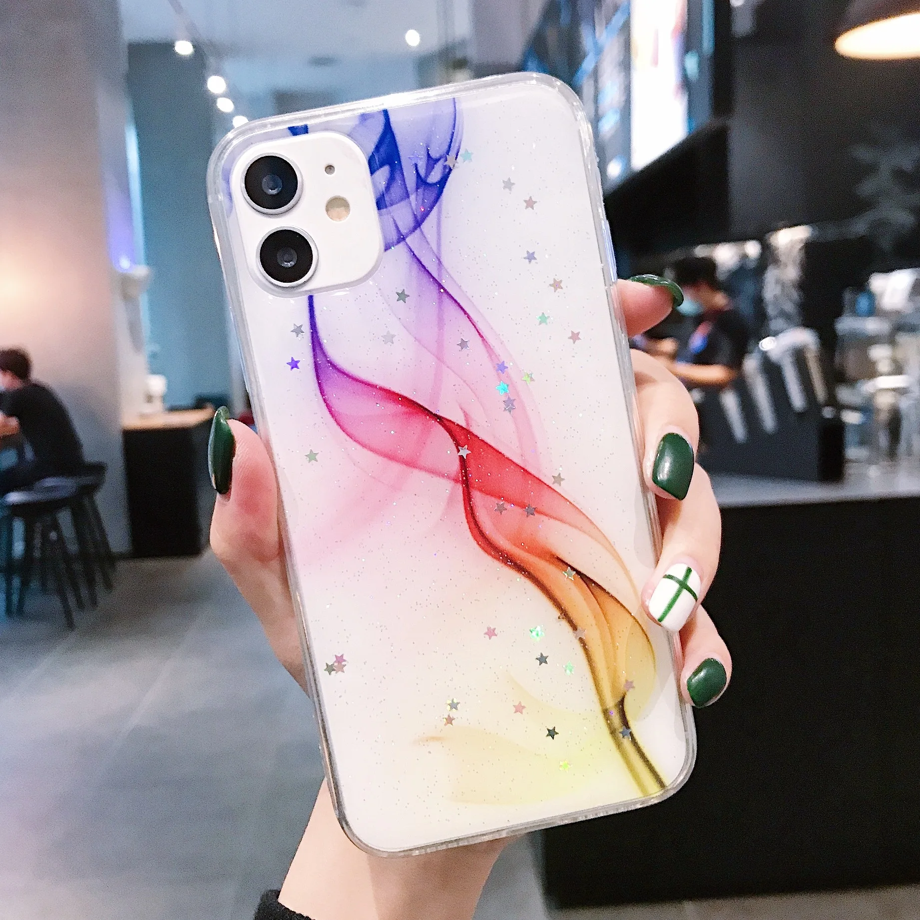 Мягкий силиконовый чехол с градиентом и блестками для iPhone 11 Pro Max 6 6S 8 7 Plus X XR XS SE 2 2020
