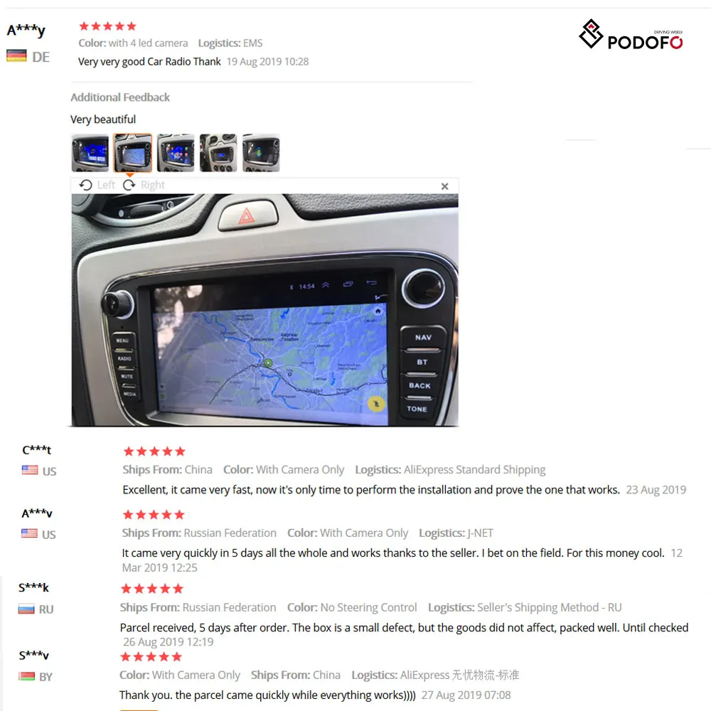 Clearance Podofo 2 din Car Radio 7" Android 8.1 Autoradio Multimedia Player GPS WIFI MP5 IOS Android Mirrorlink for Ford Focus Car Stereo 16