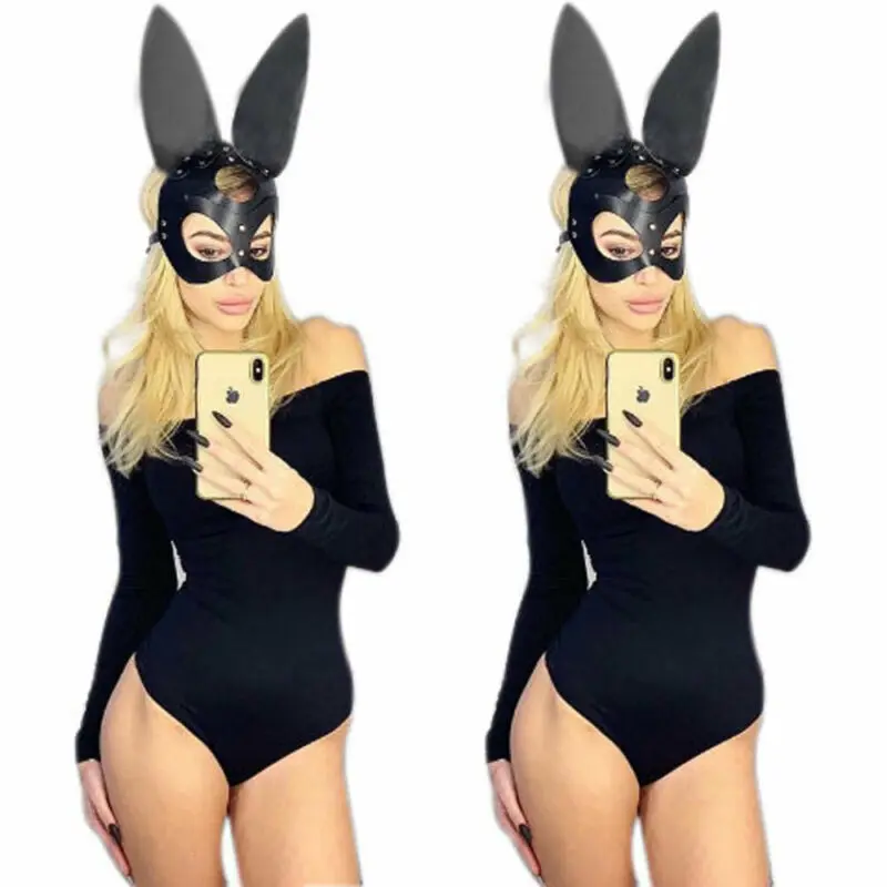 Сексуальный Хэллоуин маскарад длинные уши кроликов Половина маска бандаж вечерние украшение для костюмированного представления маски