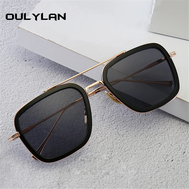 Oulylan男性スチームパンクサングラストニー スタークアイアンマンサングラスレトロヴィンテージスチームパンクサングラスuv400 Men S Sunglasses Aliexpress
