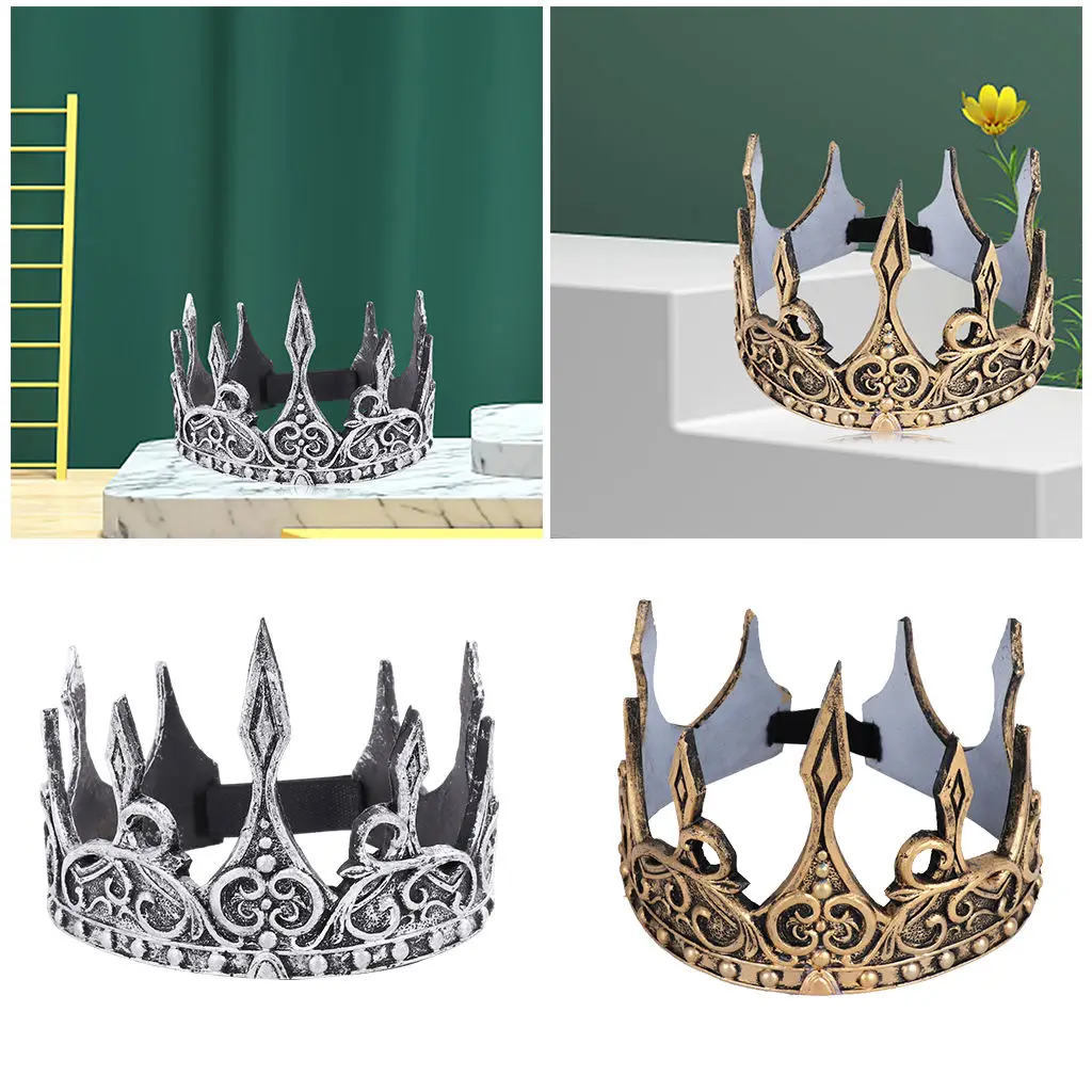 King Crown for Men Prom decorazioni per feste Cosplay Crown PU foam 3D softcrown copricapo