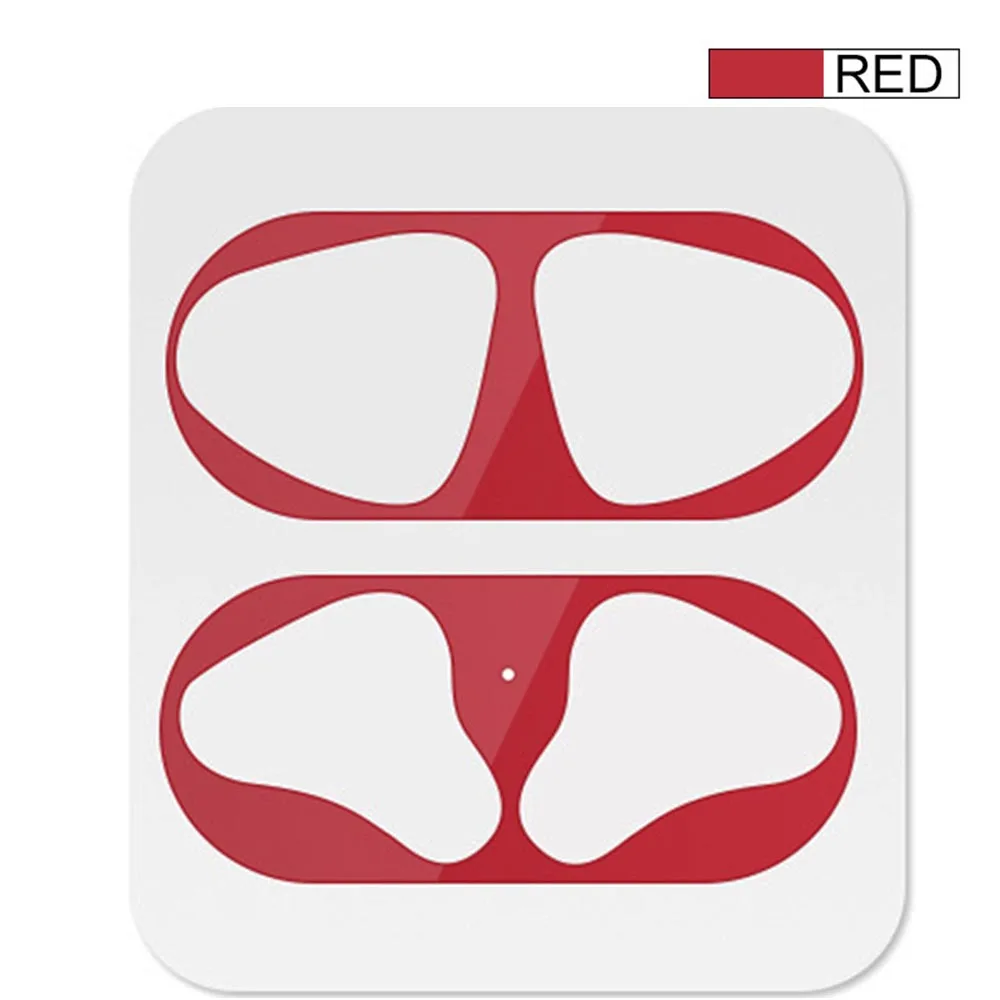 Ультра тонкий защитный чехол металлическая пленка наклейка железная стружка защита от пыли для AirPods Airpod чехол Защита от пыли наклейка - Цвет: Красный
