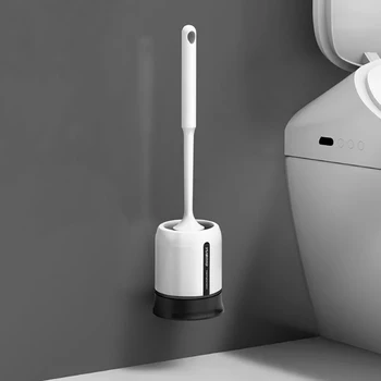 

Silicone Toilet Brush Soft Bristle Wall-mounted Bathroom Toilet Brush Holder Set Clean Tool Durable ThermoPlastic Rubber