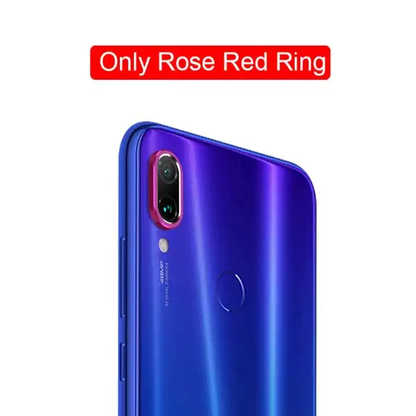 Защитное стекло для камеры для Xiaomi Redmi Note 8 7 K20 Pro, закаленное стекло и металлическое заднее защитное кольцо для Redmi Note 8, полный Чехол - Цвет: Only Rose Red Ring