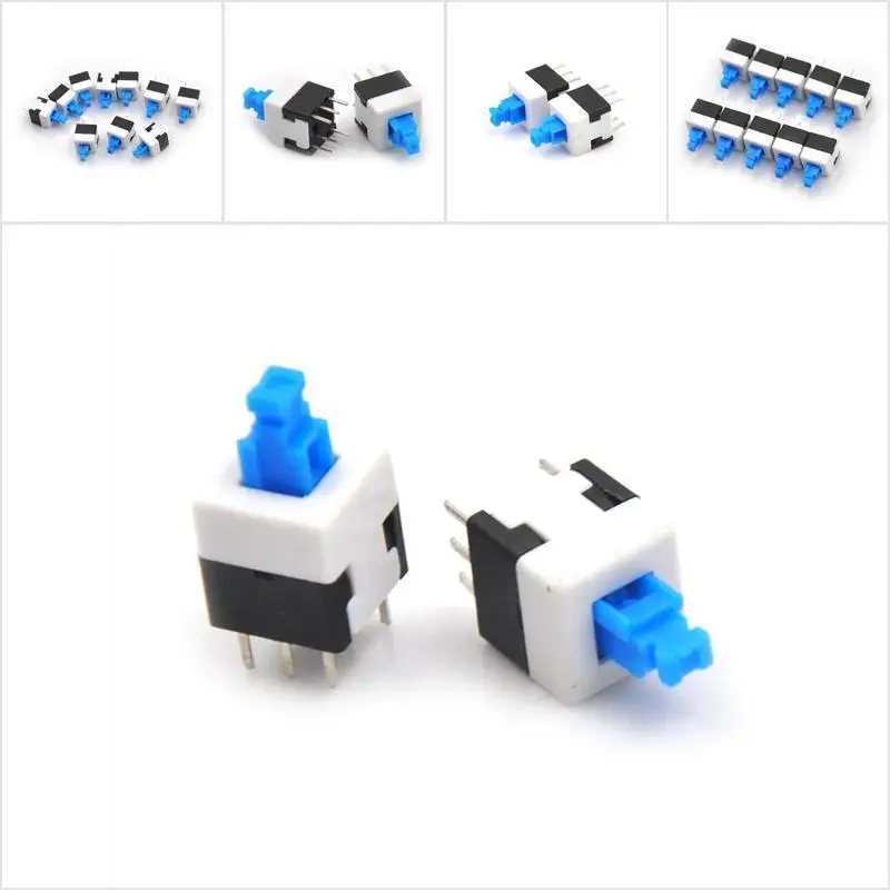 

10PCS HOT NEW Latching Switch Double Row Self-locking 6 Pin Button Switch 8 * 8