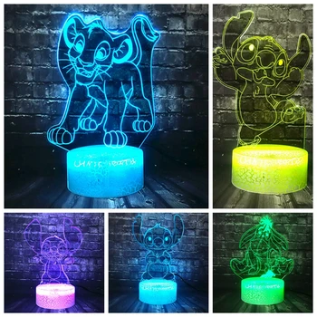 

Drop Shipping Cartoon Anime Simba Eeyore Stitch LED Bulb Crack USB Change Decor Child Room Mood Night Light Holiday Kid Toy Toy