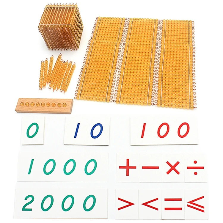 Montessori Mathematics Material Kids 10+100+1000 Decimal System Beads Toy 
